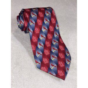 St Louis Cardinals Silk Neck‎ Tie Red MLB Red bird  Mens 4” Wide EUC 100% Silk